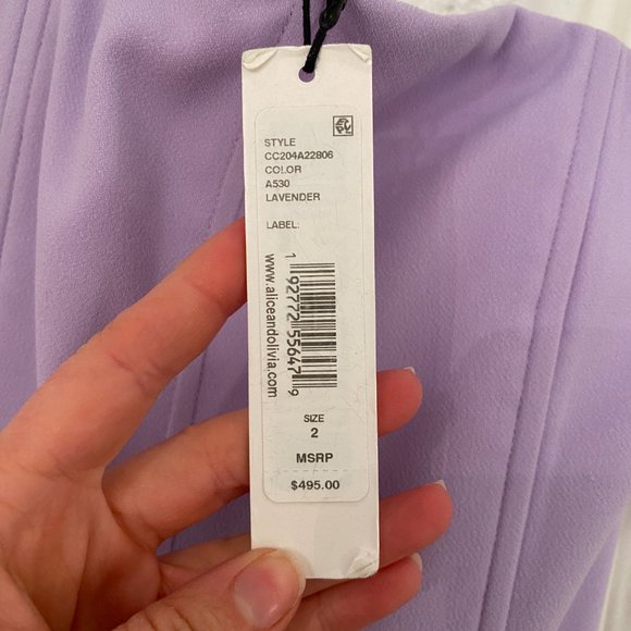 NWT Alice + Olivia Lavera Lavender Strapless Jumpsuit - Size 2 - Picture 12 of 16